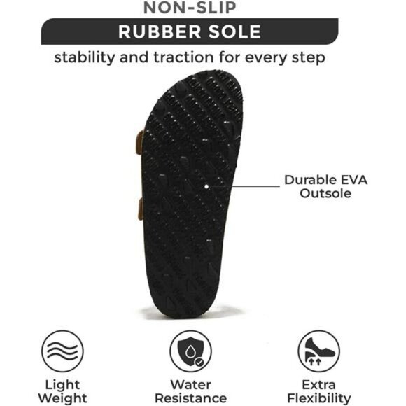 Womens Leather Flat Sandals Open Toe Slides Arch Support Summer Beach Shoes - Picture 4 of 7